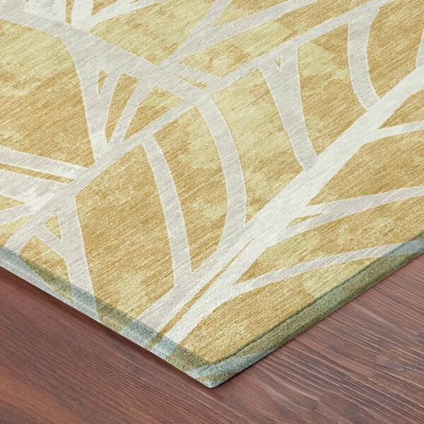 Chantille Machine Washable Indoor/Outdoor Abstract ACN2866 Gold 2 ft. x 7 ft. Runner Rug