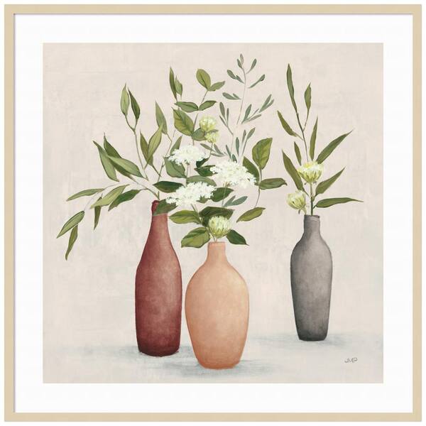 Amanti Art "Natural Bouquet I Gray" by Julia Purinton 1-Piece Framed Giclee Abstract Art Print 41 in. x 41 in.