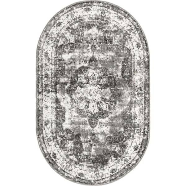 Unique Loom Sofia Salle Garnier Gray 3 ft. 3 in. x 5 ft. 3 in. Area Rug