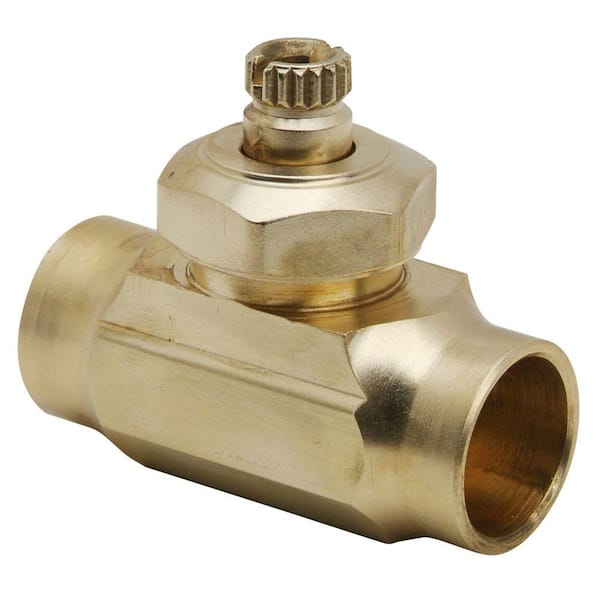BrassCraft 1/2 in. Nom Sweat Fem Inlet x 1/2 in. Nom Sweat Male Outlet MultiTurn Integral Shut-Off Straight Valve, Screwdriver Slot
