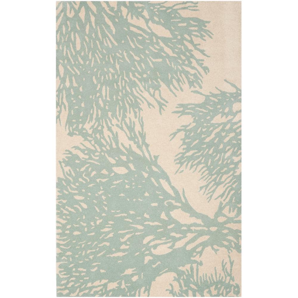 Bella Beige and Blue Hand-Tufted Wool Area Rug