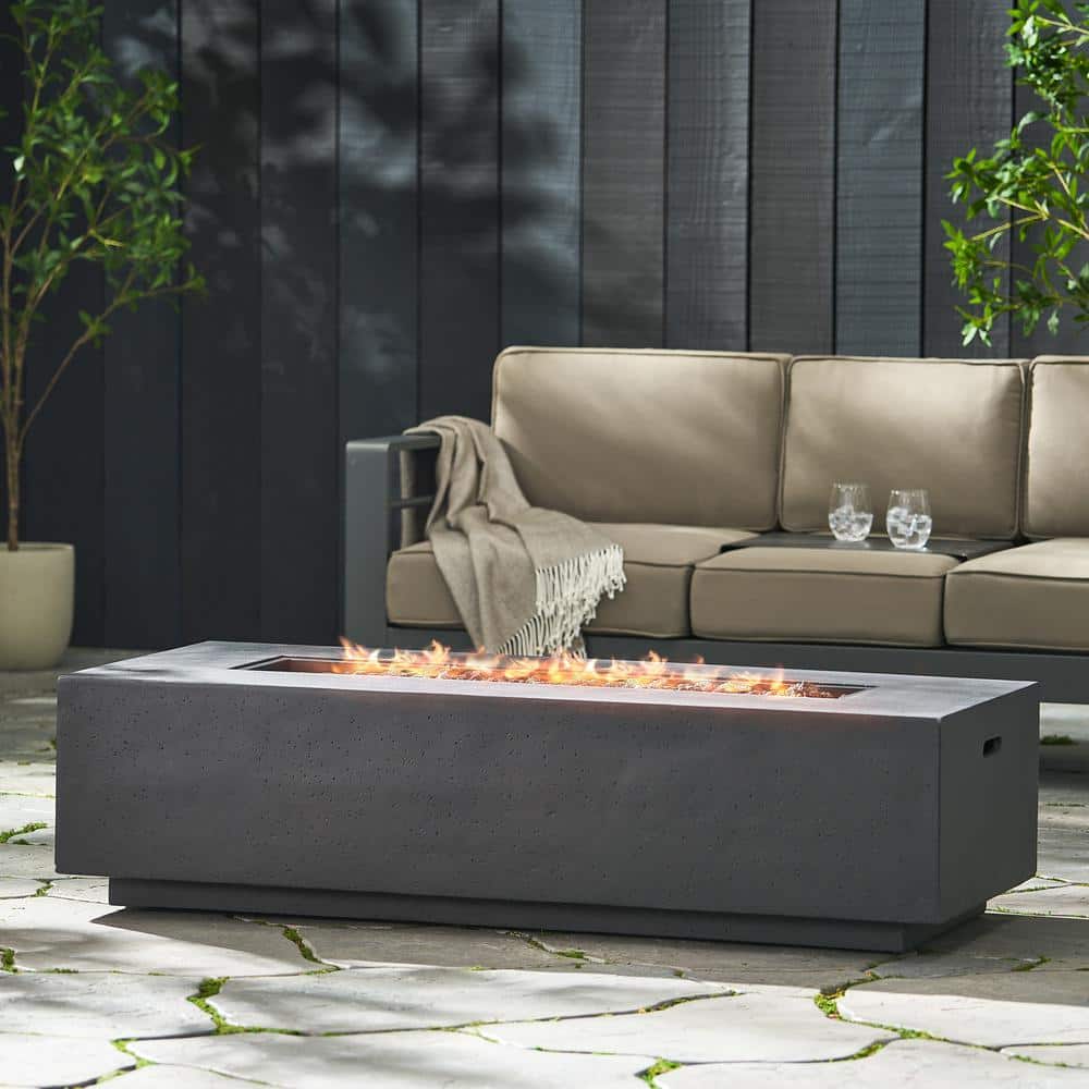 Mayfair Dark Gray Concrete Rectangular Outdoor Fire Pit