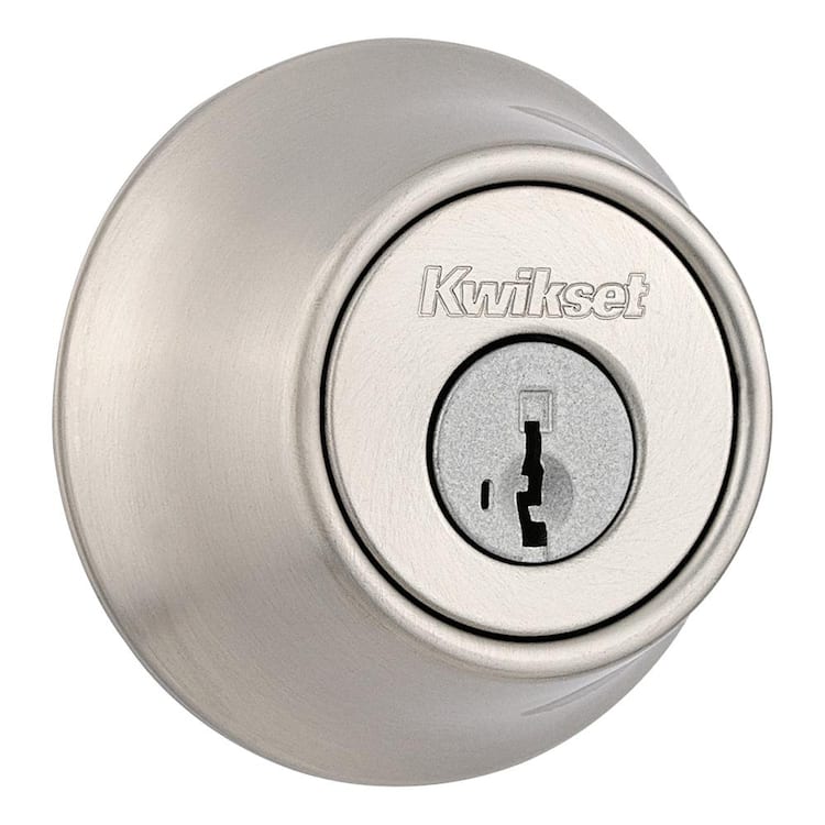 Kwikset 660 Satin Nickel Single Cylinder Deadbolt featuring SmartKey Security and Microban Technology