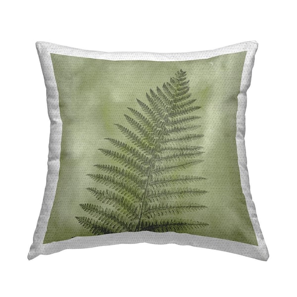 Stupell Industries Wilderness Fern Leaf Nature Green Square Outdoor Throw Pillow