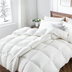 White All Season Feather Down Comforter Twin 100% Cotton Cover with Corner Tabs