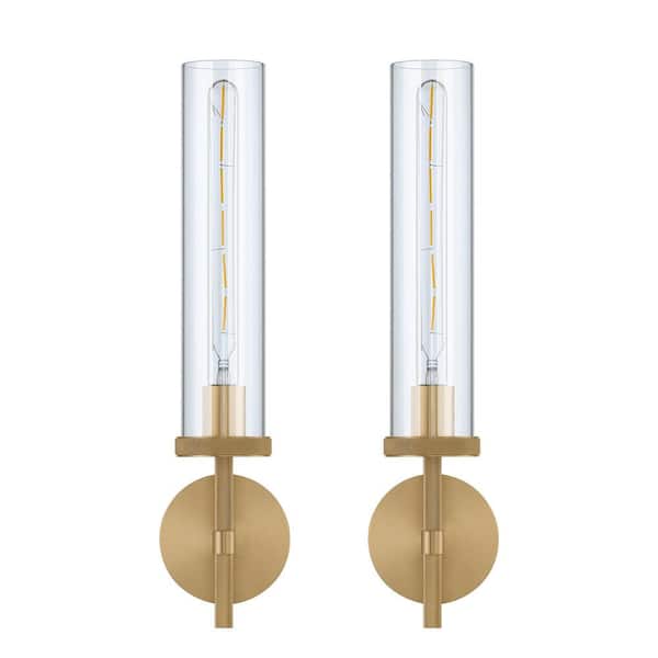 19.5" Dimmable Tube Wall Sconces, Solid Copper Base Sconces Wall Lighting(Bulbs Not Included) (Set of 2)
