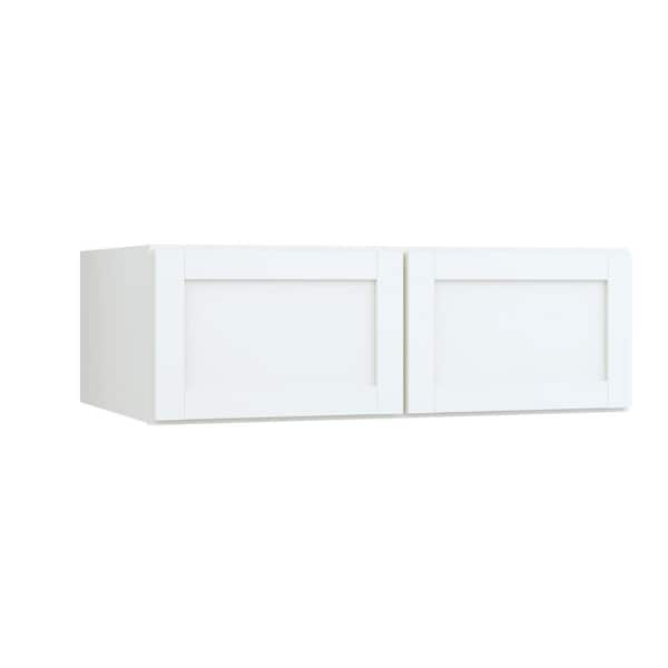 Hampton Bay Courtland 36 in. W x 24 in. D x 12 in. H Assembled Shaker Wall Bridge Kitchen Cabinet in Polar White