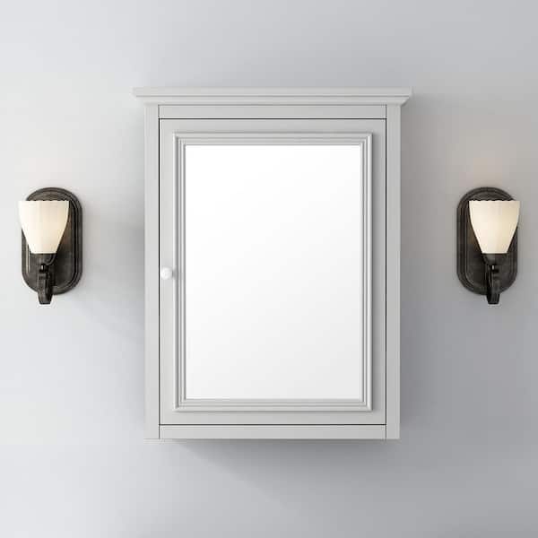 Fremont 24 in. W x 30 in. H Gray Rectangular Wood Framed Medicine Cabinet with Mirror
