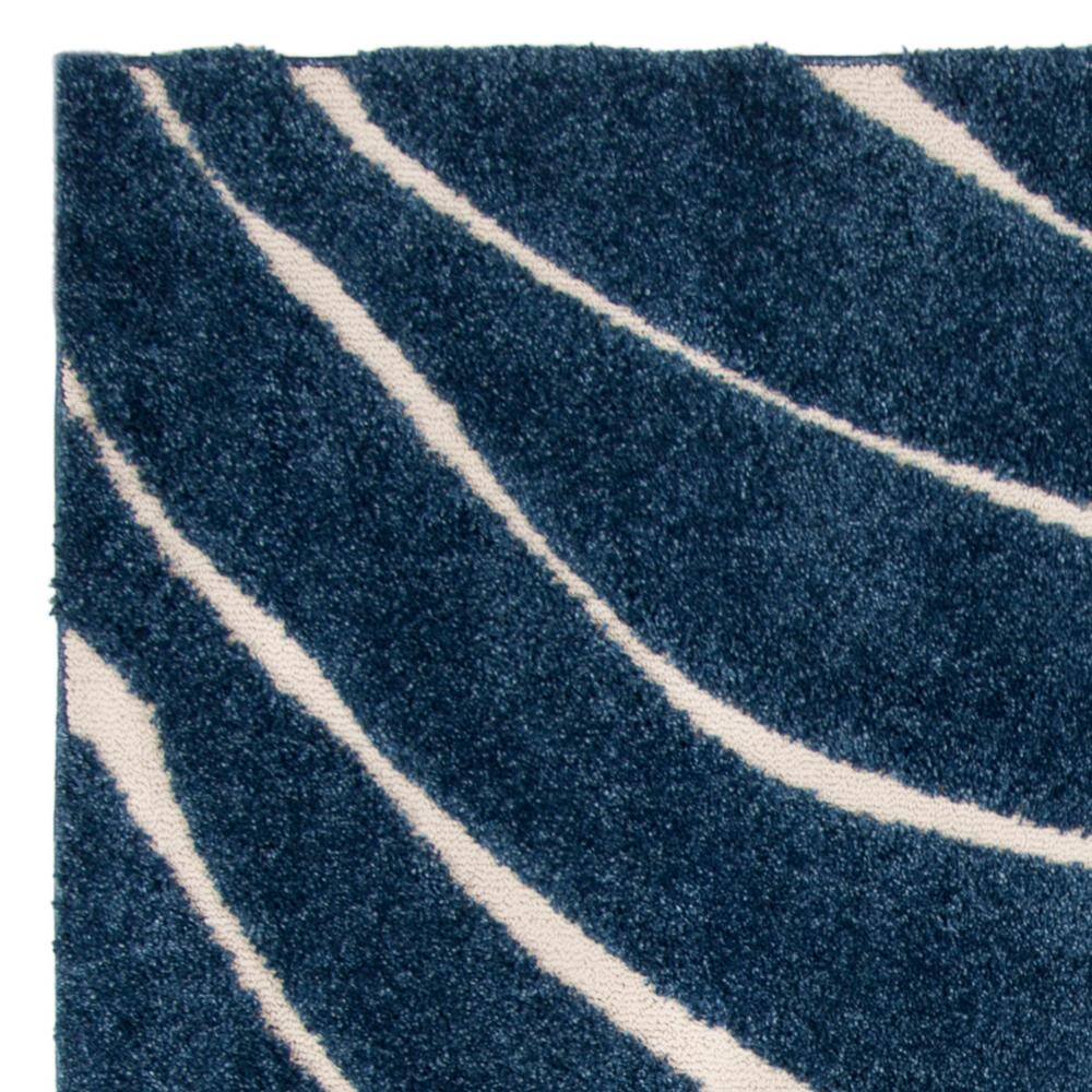 Dark Blue and Cream Square Shag Area Rug