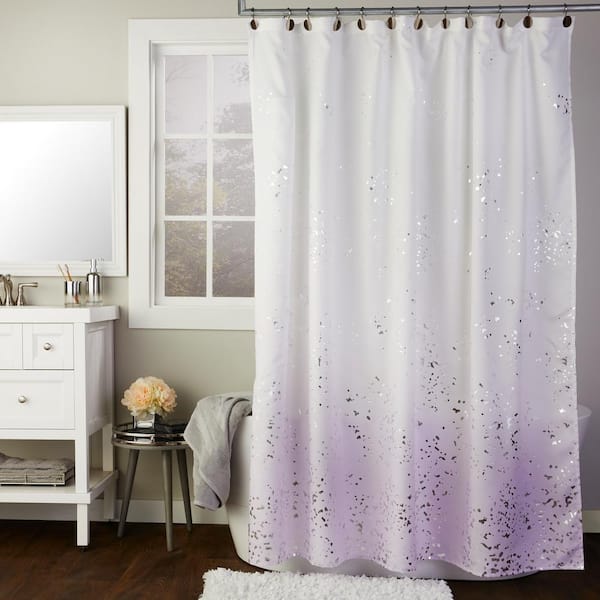 Saay Knight Splatter 72 In Purple, Purple And Gray Shower Curtain