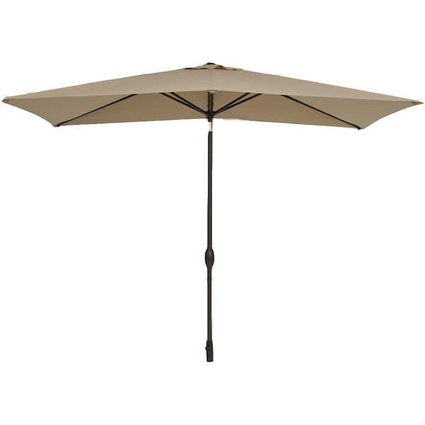 Unbranded 10 ft. x 6.5 ft. Aluminum Market Patio Umbrella in Sand Color
