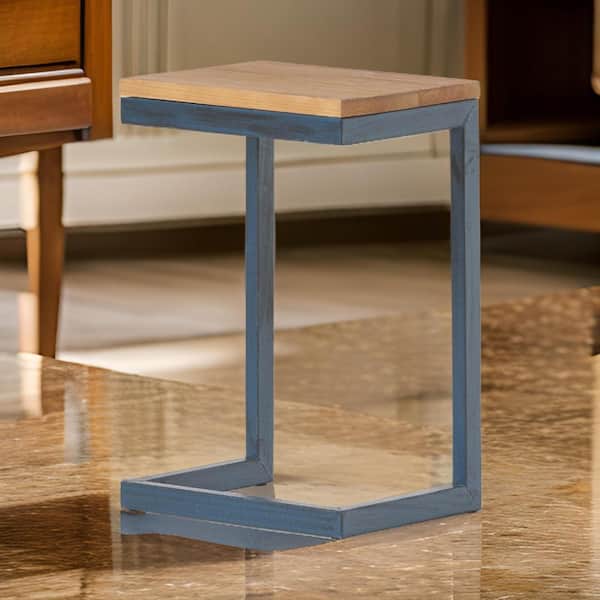Benjara 10.25 in. Black and Brown Rectangular Wooden Top End Table