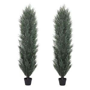 71 in. Dark Green Artificial Cedar Tree in Pot71 in. Dark Green Artificial Cedar Tree in Pot