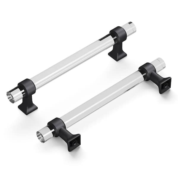 HICKORY HARDWARE Crystal Palace Collection 5-1/16 in. (128 mm) Center to Center Crysacrylic with Matte Black Glam Zinc Bar Pull (1 Pack )