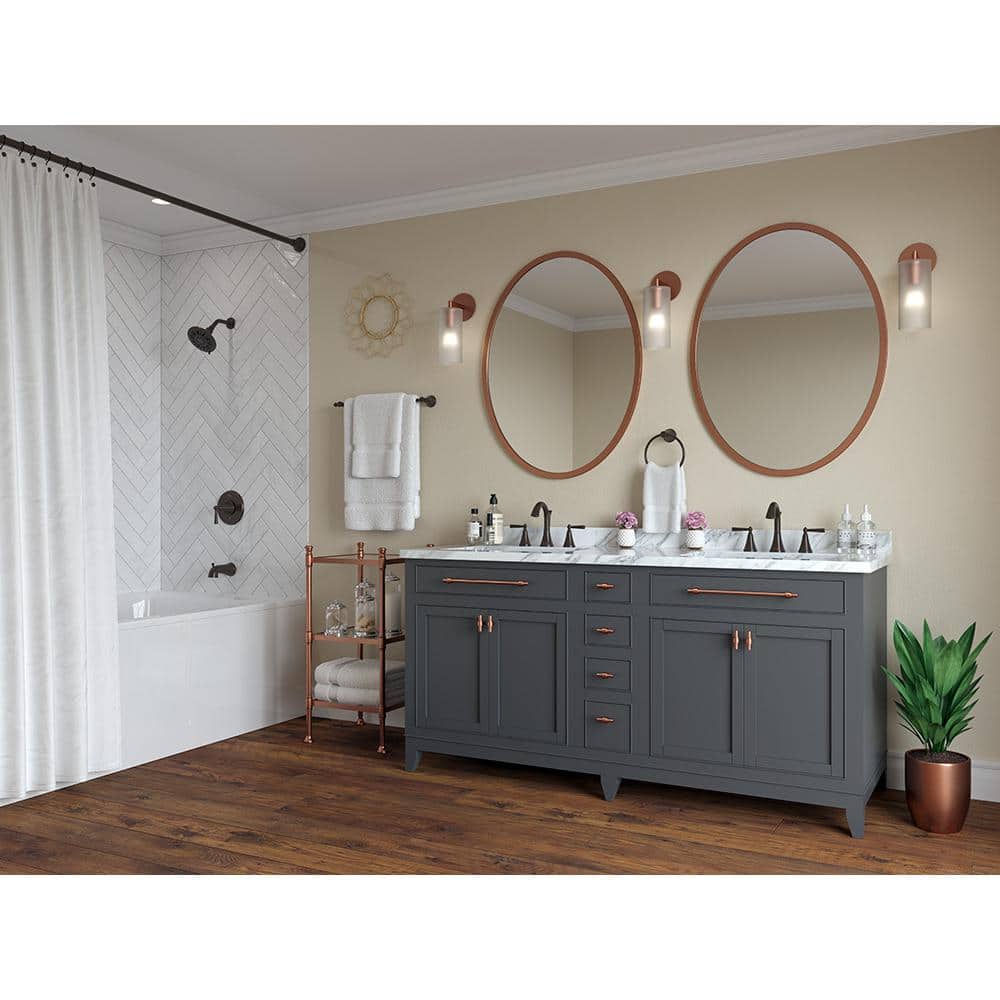Tuscan Bronze Double Handle Widespread Bathroom Faucet