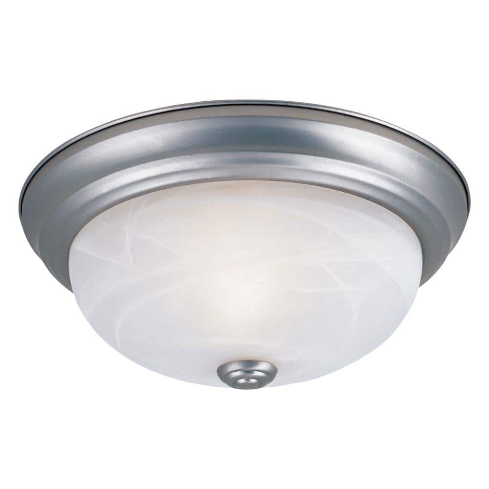 Pewter 15" Alabaster Glass Flush Mount Ceiling Light