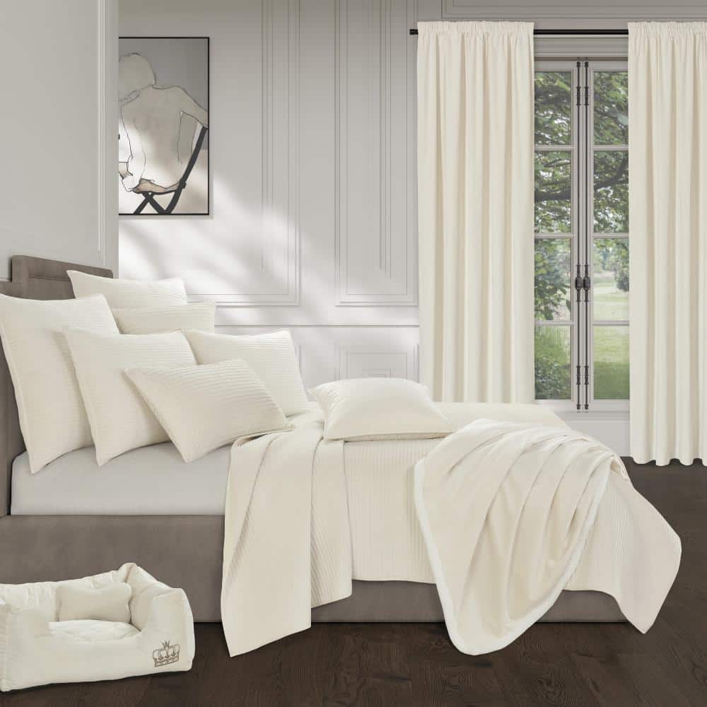Toulhouse Ivory Velvet Lumbar Decorative Throw Pillow Cover 14 x 40 in.