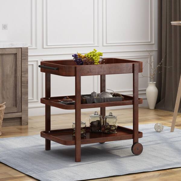 Noble House Pine Valley Mahogany Brown, Outdoor Serving Cart