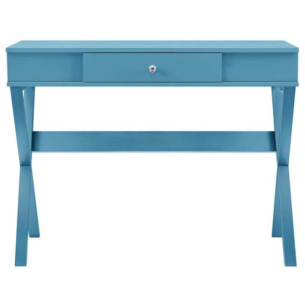 Ameriwood Home 39 in. Rectangular Blue 1 Drawer Writing Desk with Storage