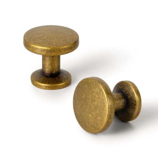12-Pack 1-3/16 in. (30mm) Sleek Minimalist Antique Brass Zinc Alloy T-Shaped Cabinet Knobs with Cylindrical Stem