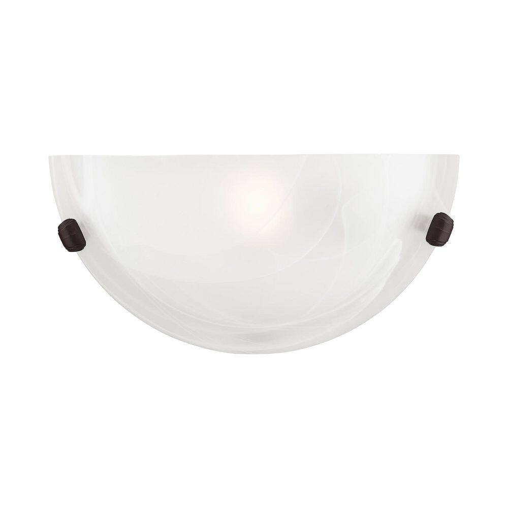 Bronze Direct Wired Electric Sconce with White Alabaster Glass