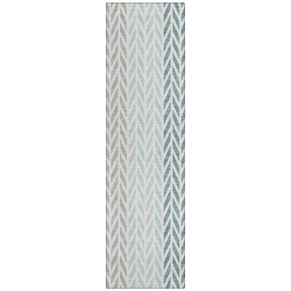 Chantille Machine Washable Indoor/Outdoor Abstract ACN3041 Seafoam 2 ft. x 7 ft. Runner Rug