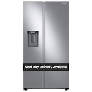 36 in. 27.4 cu. ft. Side by Side Refrigerator in Fingerprint Resistant Stainless Steel Standard Depth