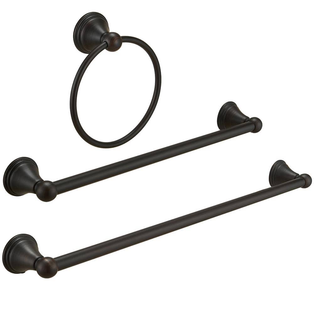 BWE 3-Piece Bath Hardware Set with 24 in . Towel Bar/Rack and Towel ...