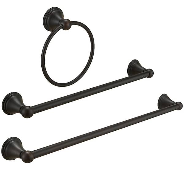 BWE 3-Piece Bath Hardware Set with 24 in . Towel Bar/Rack and Towel Ring Included Oil Rubbed Bronze