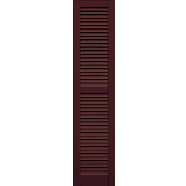 Winworks Wood Composite 15 in. x 66 in. Louvered Shutters Pair #657 Polished Mahogany