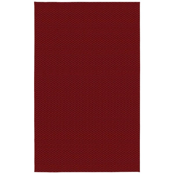 Garland Rug Medallion Chili Red 3 ft. x 5 ft. Casual Tuffted Solid Color Checkerd Polypropylene Area Rug