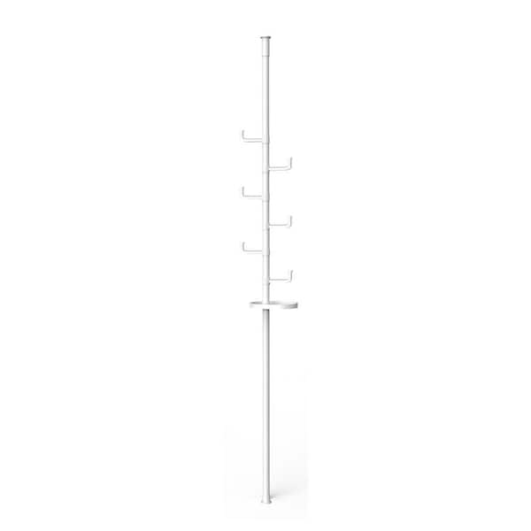 Adjustable Pole Metal Clothes Rack Coat Hanger DIY Floor to Ceiling Tension Rod Storage Organizer with Trays