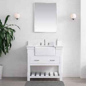 Wesley 36 in. W x 22 in. D Bath Vanity in White with Engineered Stone Vanity Top in Ariston White with White Sink