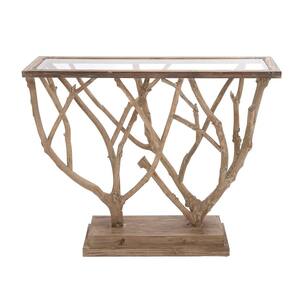 45 in. Brown Rectangle Wood Contemporary Console Table