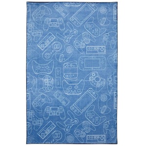 In Control Denim 8 ft. x 10 ft. Whimsical Area Rug