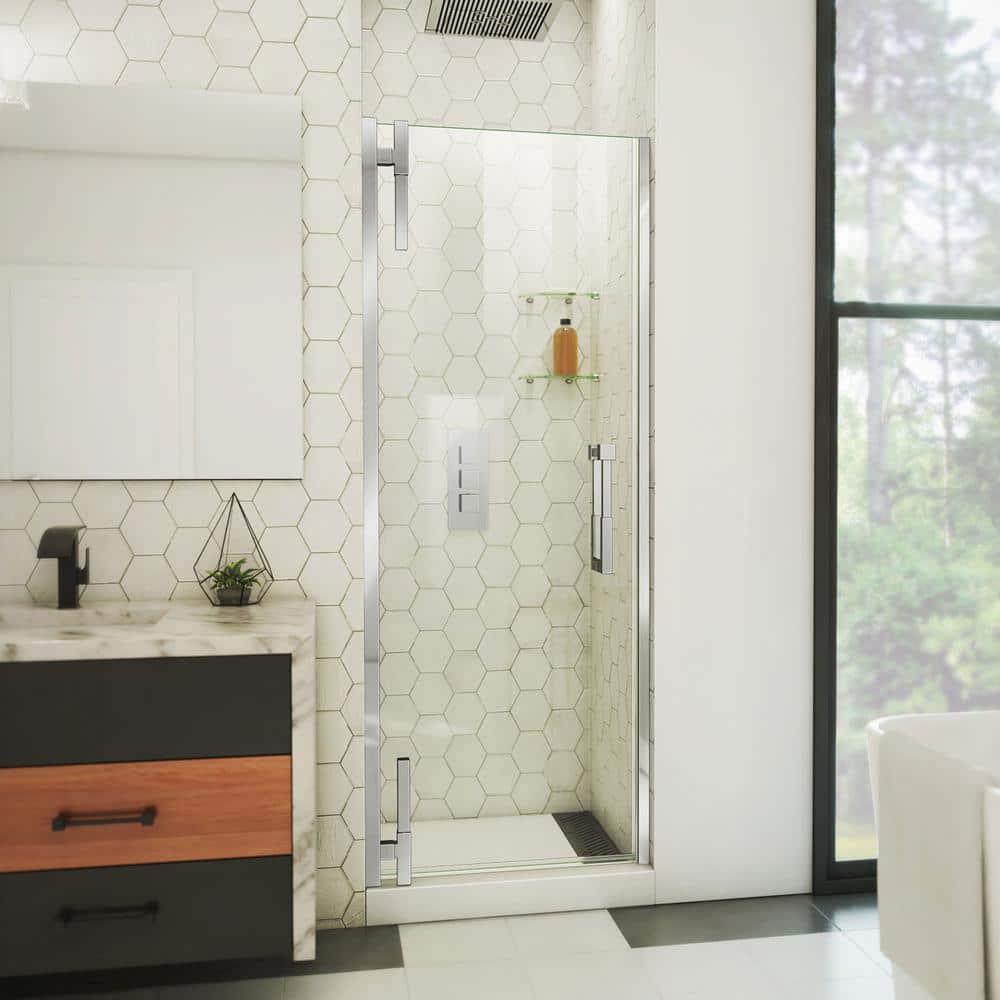 Ascend 34 in. W x 72 in. H Pivot Frameless Shower Door in Chrome price history on PriceWatchPro