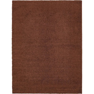 Solid Shag Chocolate Brown 9 ft. x 12 ft. Area Rug