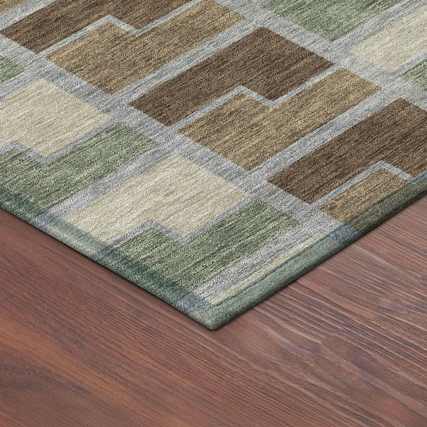 Chantille Machine Washable Indoor/Outdoor Abstract ACN2417 Chocolate 8 ft. x 10 ft. Area Rug