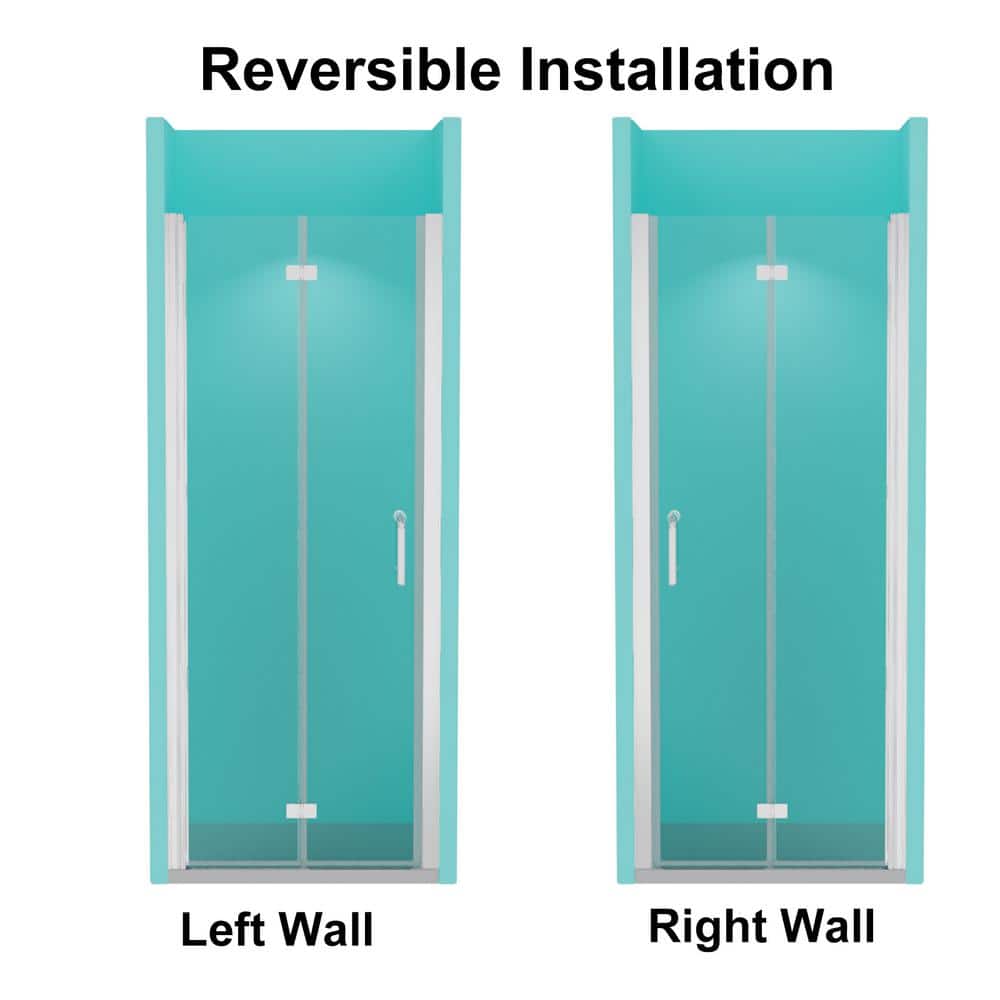 30" x 72" Chrome Semi-Frameless Bi-Fold Shower Door with Clear Glass