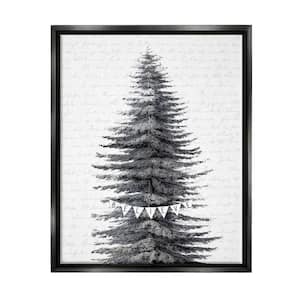 Snow Covered Christmas Tree Believe Holiday by Lettered and Lined Floater Frame Nature Wall Art Print 21 in. x 17 in.