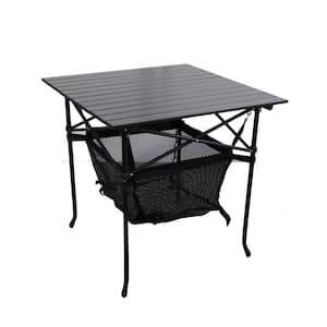 27.25 in. Aluminum Roll Slate Graphite Grey Adult Table with Storage