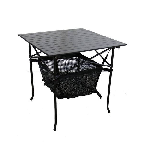 ORE International 27.25 in. Aluminum Roll Slate Graphite Grey Adult Table with Storage