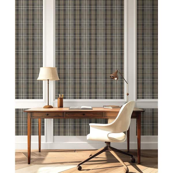 30.75 sq. ft. Cliffside Thornbury Tailored Plaid Vinyl Peel and Stick Wallpaper Roll