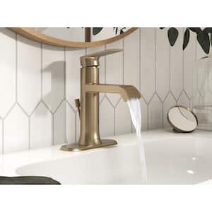 Genta Single-Handle Single Hole Bathroom Faucet in Bronze Gold