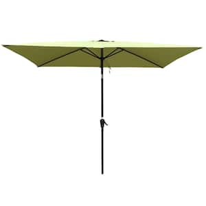 6 ft. x 9 ft. Lime Green Outdoor Patio Waterproof Market Umbrella with Crank and Push Button Tilt for Garden Backyard