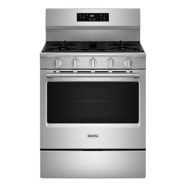 Maytag Maytag 30 in. 5 Burners Freestanding Gas Range in Fingerprint Resistant Stainless Steel with No Preheat Air Fry MFGS6030RZ