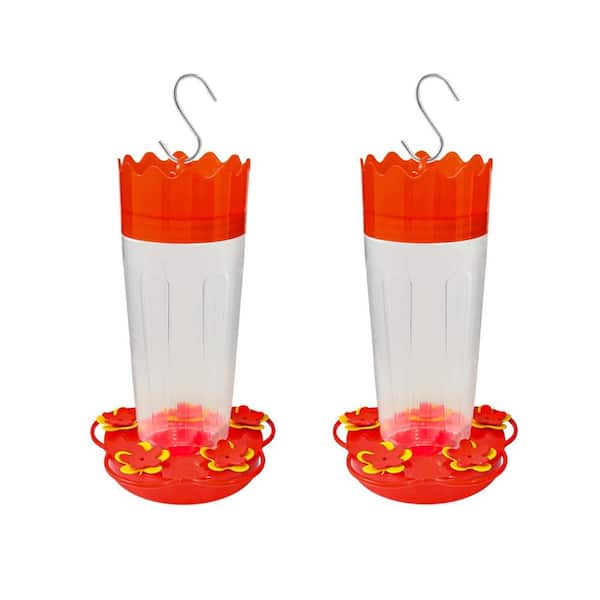 Unbranded 15 oz. Red Hummingbird Feeder with 5 Feeding Ports and Perches, Built-in Ant Moat, Hanging Ant and Bee Proof, 2-Pack