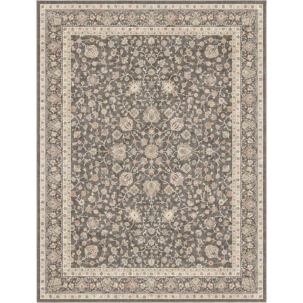 Asha Rome Vintage, Oriental Persian, Charcoal Brown 9 ft. 10 in. x 13 ft. Area Rug