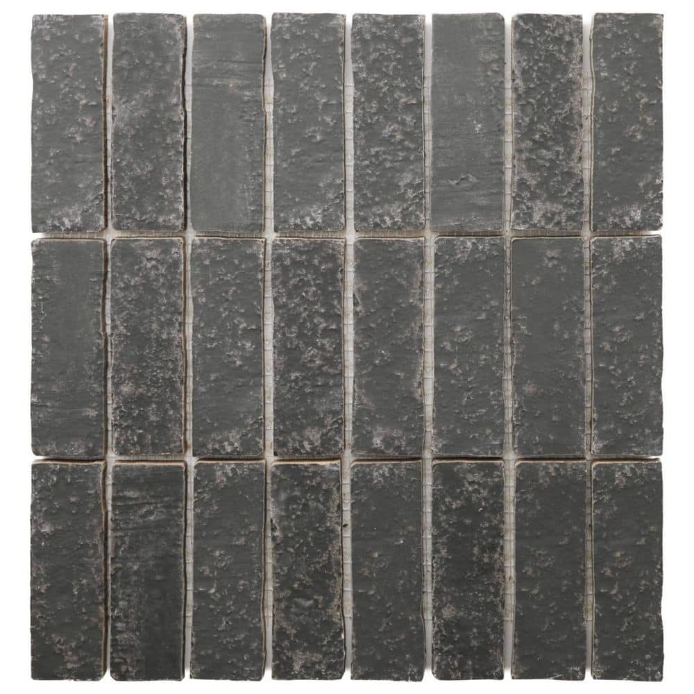 Creston Charcoal Gray 4 in. x 0.39 in. Stacked Matte Porcelain Mosaic Floor and Wall Tile Sample price history on PriceWatchPro