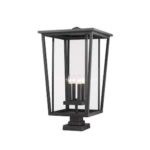 Seoul 32 in 4 Light Black Aluminum Hardwired Outdoor Weather Resistant Pier Mount Light with No Bulb Included